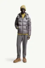 Geaca Moncler Couyere Hooded Short Down  Grey - imagine 4