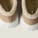 Adidasi de iarna Miu Miu Suede & Shearling Desert Beige - imagine 3