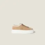 Adidasi de iarna Miu Miu Suede & Shearling Desert Beige